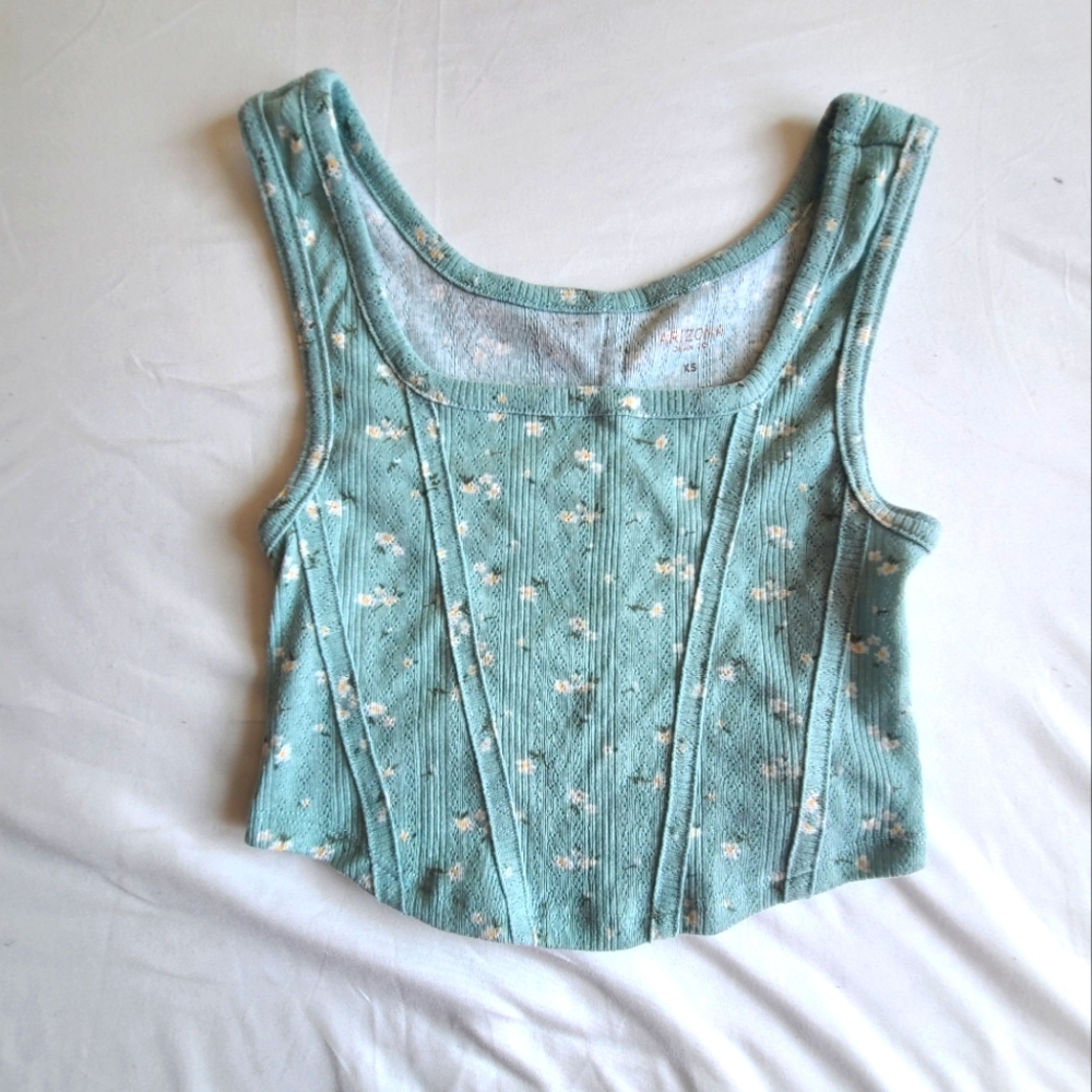 Sage Floral Corset Tank Top